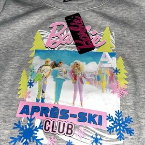 NWT Barbie Sweatshirt. “Apres-ski Club”Size Large Juniors . Gray